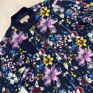Philosophy Floral Bomber Jacket Women’s Sz Medium Navy Whimsy Full Zip Light